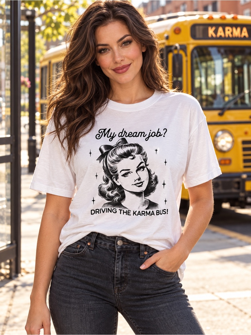 NWOT Graphic Tee - 'My Dream Job?' Driving The Karma bus
